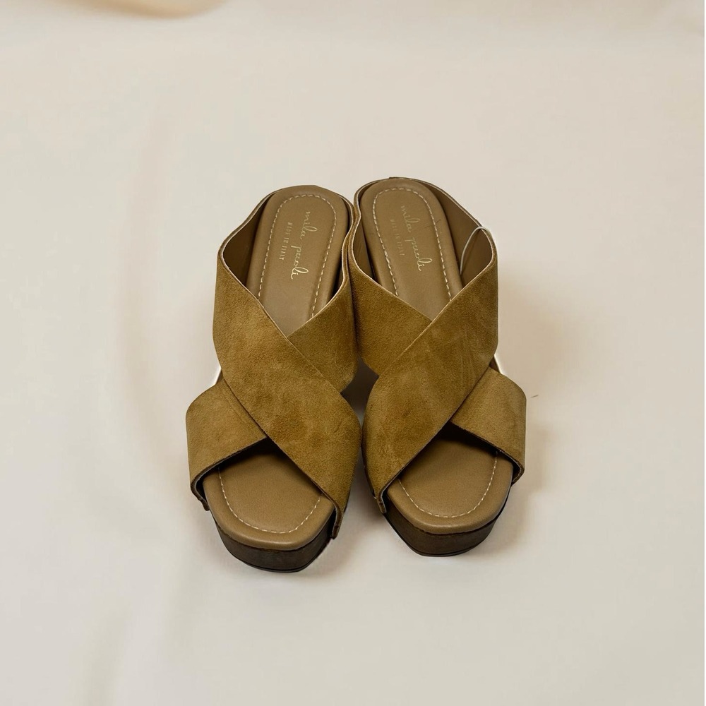 Mila Paoli Sandals Italian Leather Clogs Wooden Heel Platform Slide Women 8 / 39
